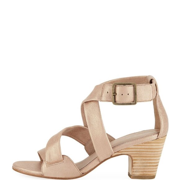 EILEEN Fisher "Patsy" Light Gold Block Heel Sandal - Picture 2 of 9